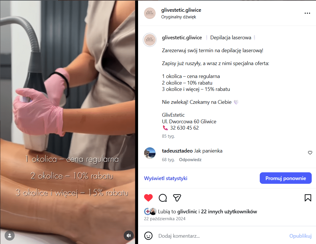 Zobacz jak sprawnie przebiega zabieg depilacji laserowej.